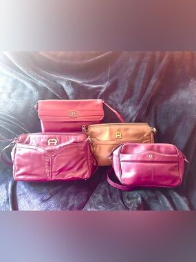 Vintage Quiet Luxury Etienne Aigner Leather Handbag Bundle 4pc Neutral Classic